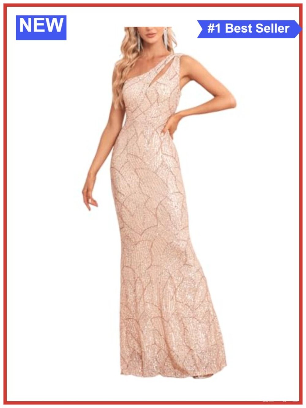 Sequin One Shoulder Bodycon Maxi Dress Sleeveless Mermaid Formal Gown